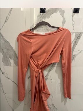 Twist-Front Long Sleeve Top in Dusty Coral